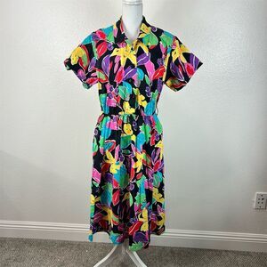 Colorful Floral Midi Dress